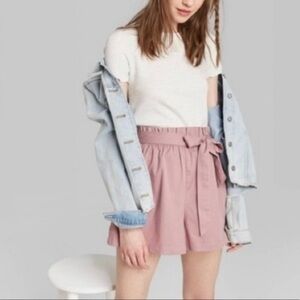 🐺 Wild Fable Pink Paper Bag Tie Front Shorts